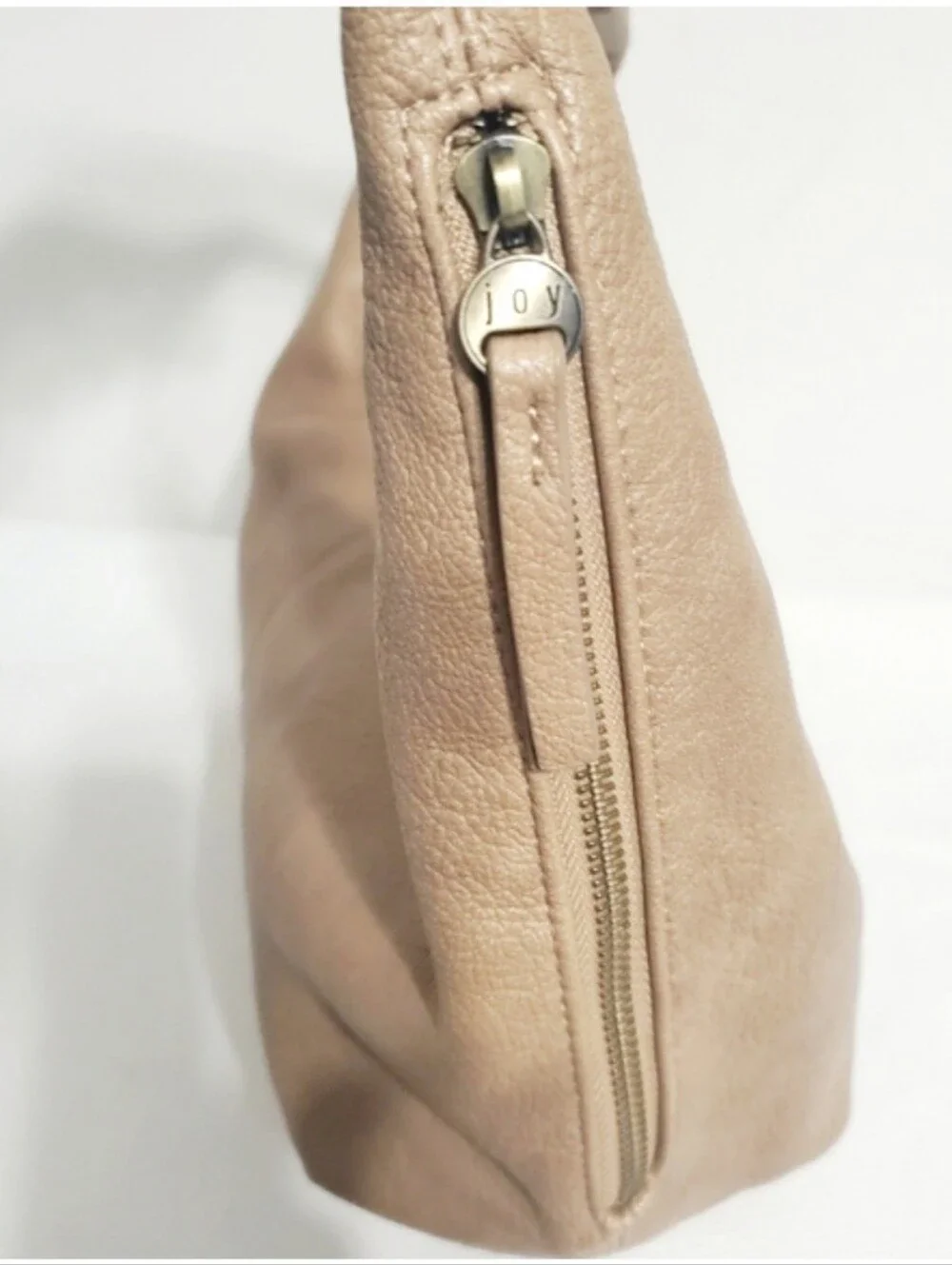 Joy Susan Rhea Slouchy Crescent Hobo Shoulder Bag Tan Vegan Leather